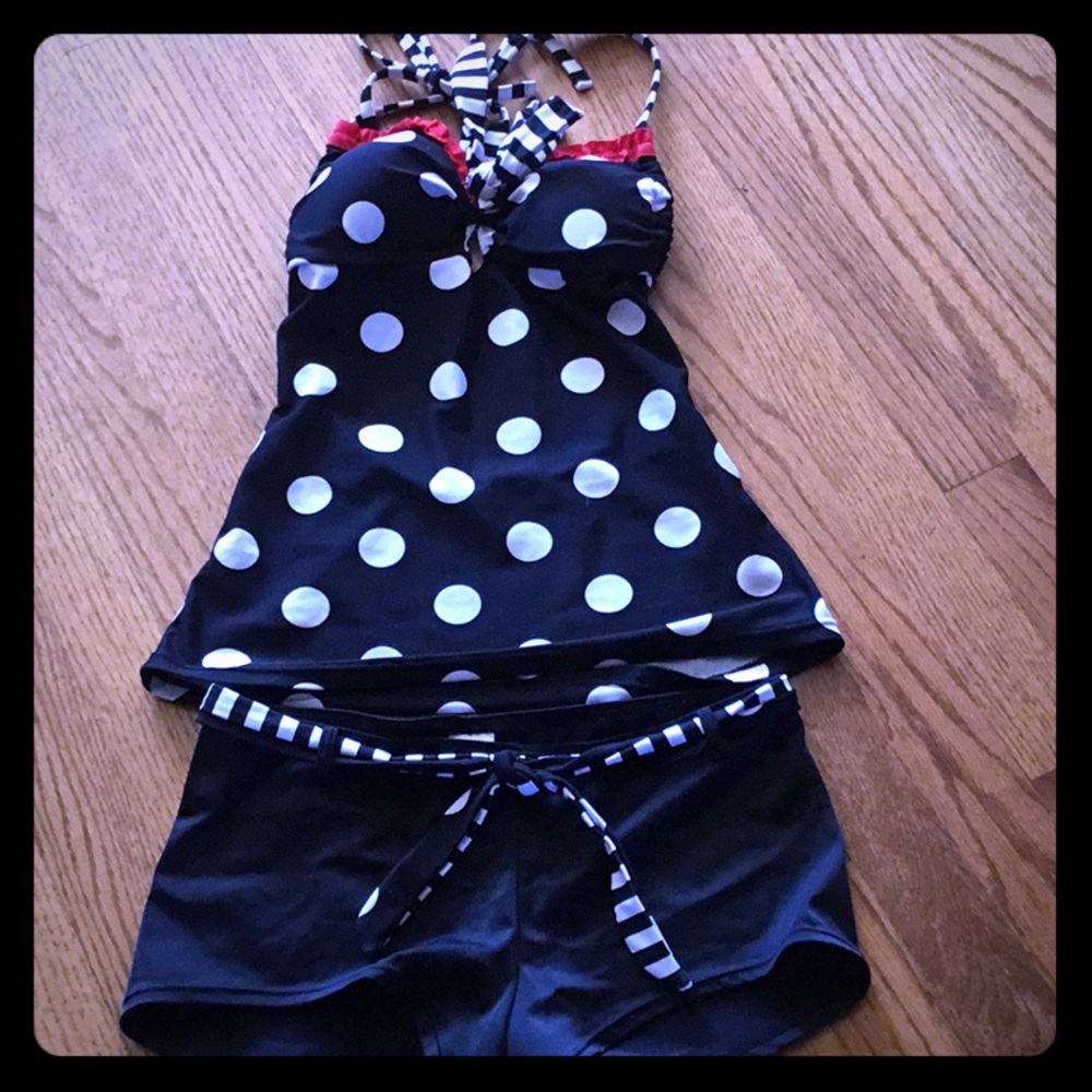 Personal Infinity Black with white polka dots.